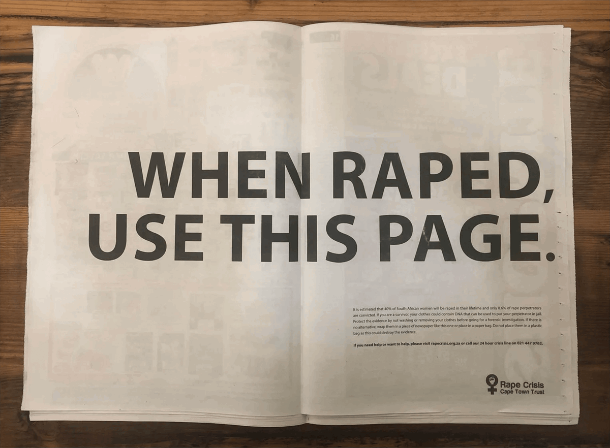 Cannes Lions Silver Rape Crisis | Print Power