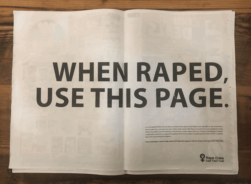 Cannes Lions Silver Rape Crisis | Print Power